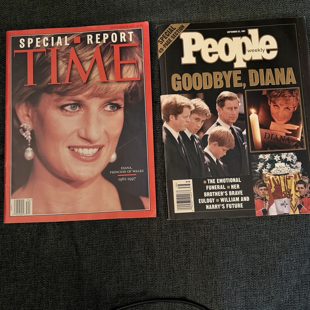 Princess Diana Funeral Memorial Magazine Bundle TIME People Weekly Lot of 2